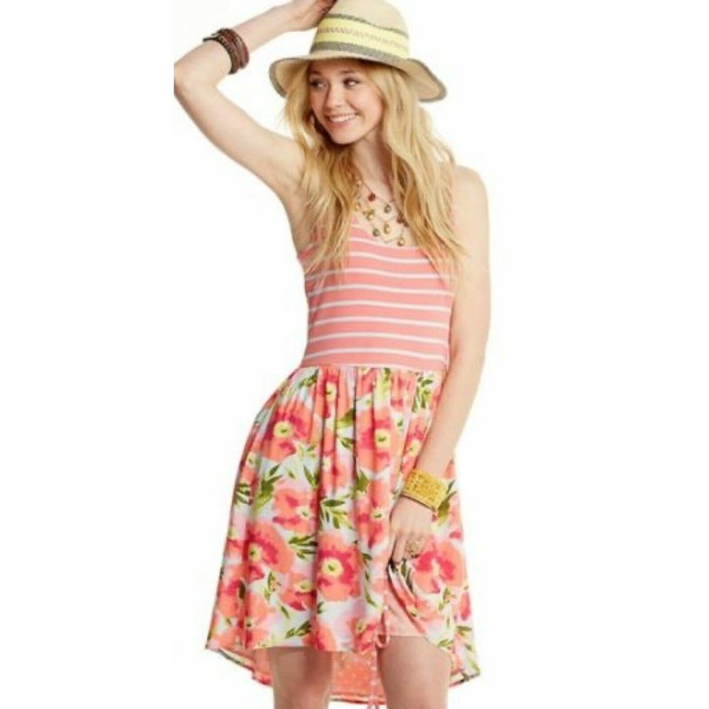 Matilda Jane Size Medium Macaron Happy and Free Dress Pink Floral Women's Dress